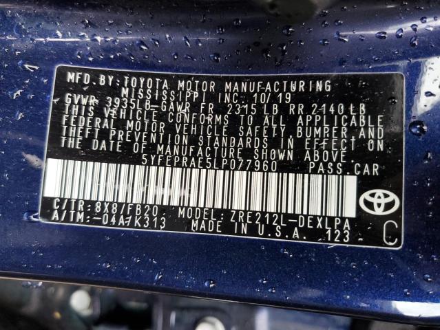 Photo 10 from auction – 2020 TOYOTA COROLLA LE with VIN 5YFEPRAE5LP077960