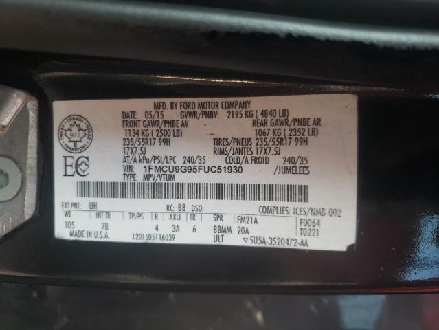 Photo 10 from auction – 2015 FORD ESCAPE SE with VIN 1FMCU9G95FUC51930