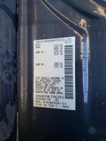 Photo 10 from auction – 2021 NISSAN MAXIMA PLA with VIN 1N4AA6FV5MC506361