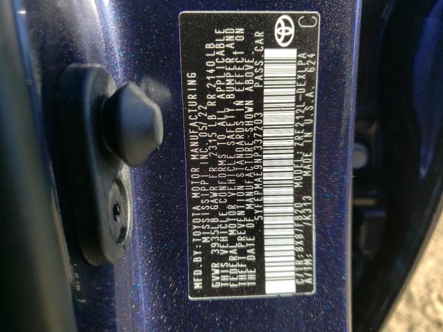 Photo 10 from auction – 2022 TOYOTA COROLLA LE with VIN 5YFEPMAE9NP337203