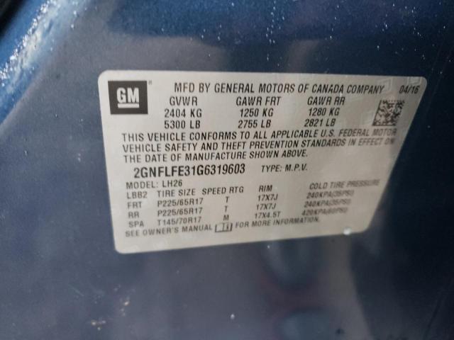 Photo 10 from auction – 2016 CHEVROLET EQUINOX LT with VIN 2GNFLFE31G6319603