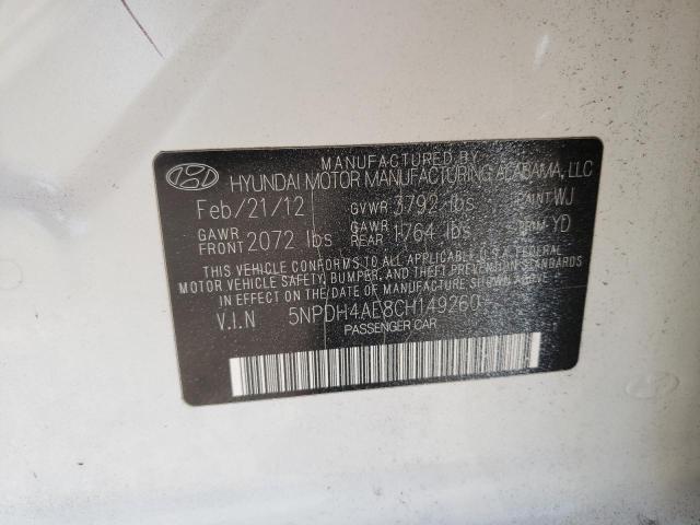 Photo 10 from auction – 2012 HYUNDAI ELANTRA GL with VIN 5NPDH4AE8CH149260