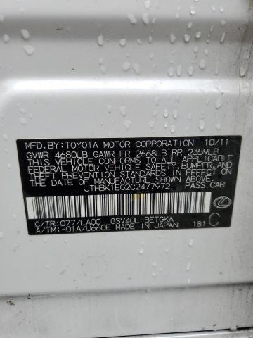 Photo 10 from auction – 2012 LEXUS ES 350 with VIN JTHBK1EG2C2477972