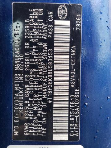 Фото 10 с аукциона – 2011 TOYOTA CAMRY BASE с VIN 4T1BF3EK8BU583153