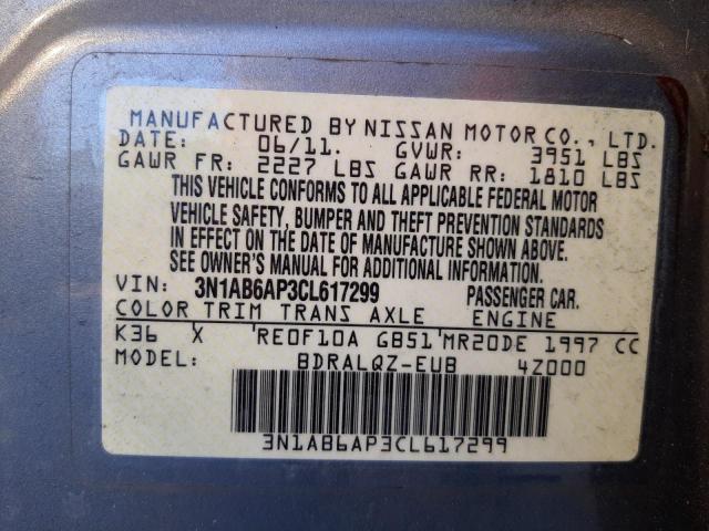 Photo 10 from auction – 2012 NISSAN SENTRA 2.0 with VIN 3N1AB6AP3CL617299