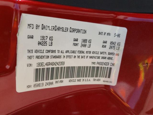 Photo 10 from auction – 2006 DODGE STRATUS SX with VIN 1B3EL46R46N242359