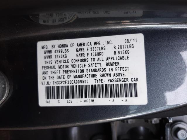 Photo 10 from auction – 2012 HONDA ACCORD LX with VIN 1HGCP2F30CA009500