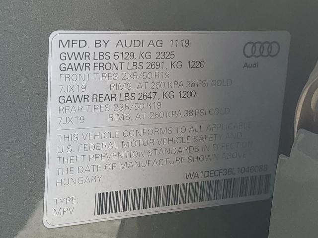 Photo 10 from auction – 2020 AUDI Q3 PREMIUM with VIN WA1DECF36L1046088