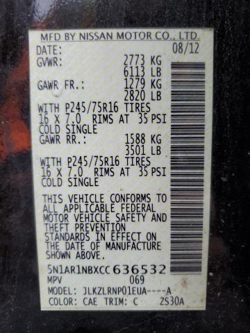 Photo 10 from auction – 2012 NISSAN PATHFINDER with VIN 5N1AR1NBXCC636532
