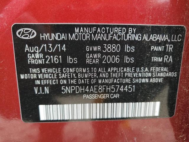 Photo 10 from auction – 2015 HYUNDAI ELANTRA SE with VIN 5NPDH4AE8FH574451