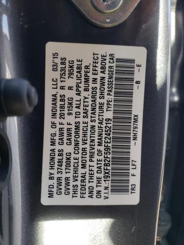 Photo 10 from auction – 2015 HONDA CIVIC LX with VIN 19XFB2F59FE245219