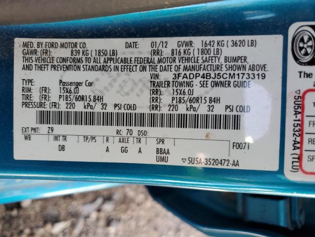 Photo 10 from auction – 2012 FORD FIESTA SE with VIN 3FADP4BJ5CM173319