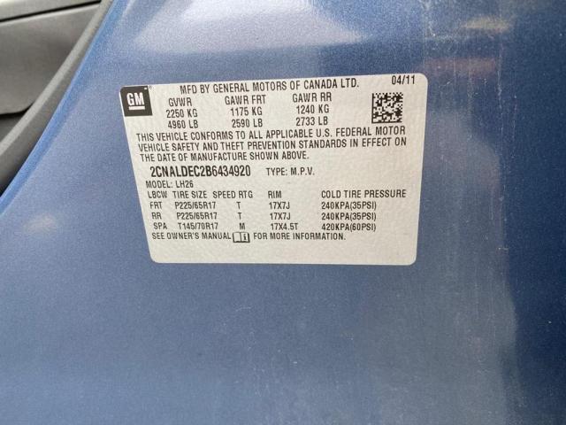 Photo 10 from auction – 2011 CHEVROLET EQUINOX LT with VIN 2CNALDEC2B6434920