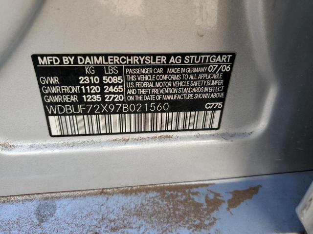 Photo 10 from auction – 2007 MERCEDES-BENZ E 550 with VIN WDBUF72X97B021560