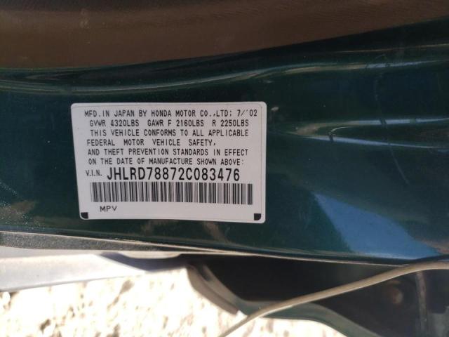 Photo 10 from auction – 2002 HONDA CR-V EX with VIN JHLRD78872C083476