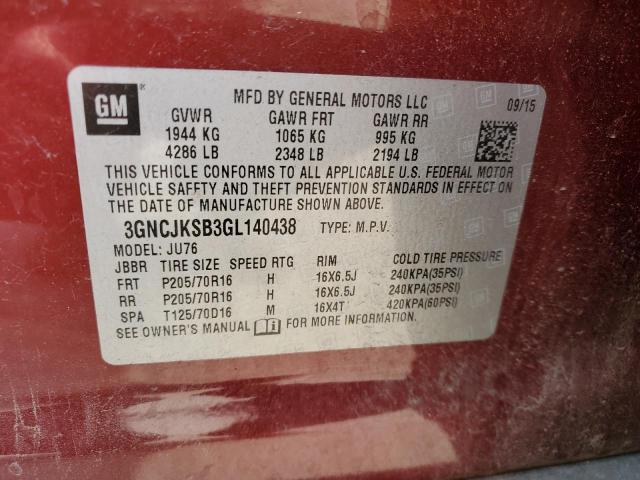 Photo 10 from auction – 2016 CHEVROLET TRAX LS with VIN 3GNCJKSB3GL140438
