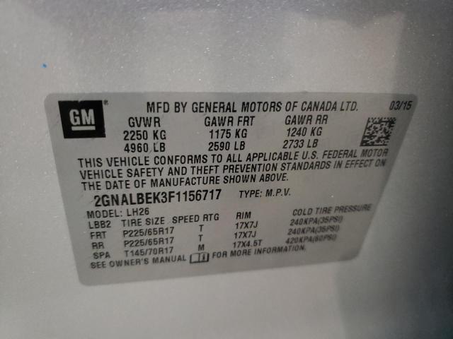 Photo 10 from auction – 2015 CHEVROLET EQUINOX LT with VIN 2GNALBEK3F1156717