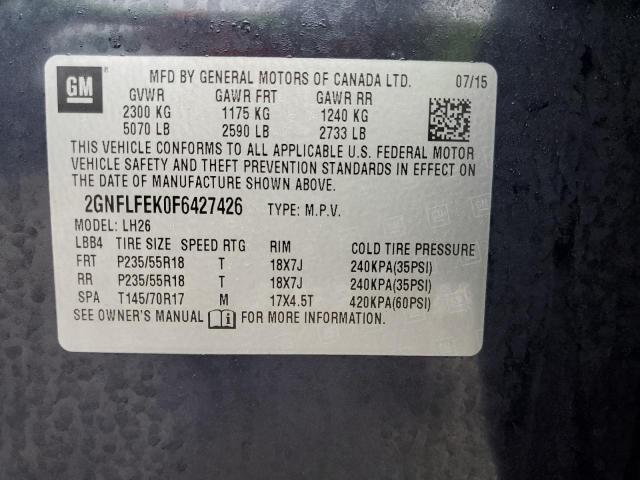 Photo 10 from auction – 2015 CHEVROLET EQUINOX LT with VIN 2GNFLFEK0F6427426