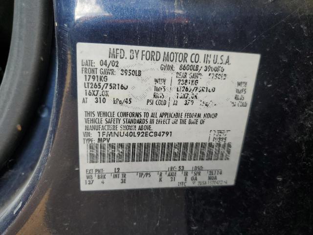 Photo 10 from auction – 2002 FORD EXCURSION with VIN 1FMNU40L92EC84791