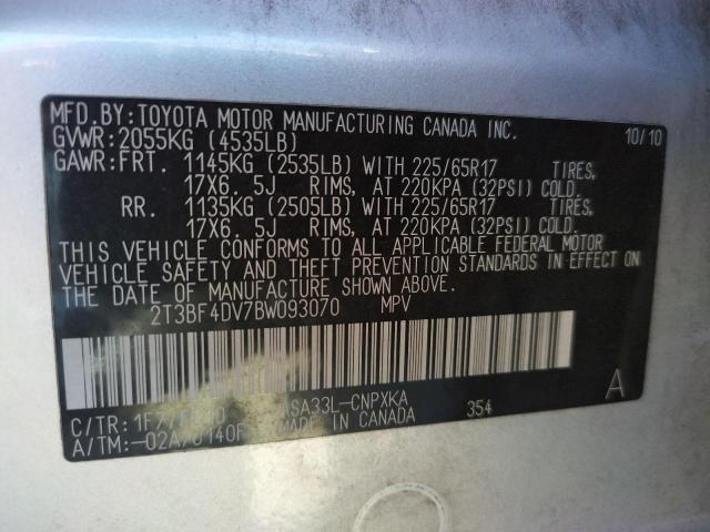 Photo 10 from auction – 2011 TOYOTA RAV4 with VIN 2T3BF4DV7BW093070