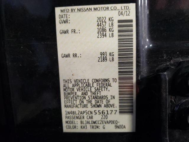 Photo 10 from auction – 2012 NISSAN ALTIMA SR with VIN 1N4BL2AP5CN556177