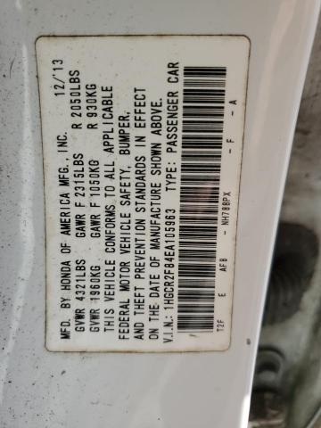 Photo 10 from auction – 2014 HONDA ACCORD EXL with VIN 1HGCR2F84EA105963