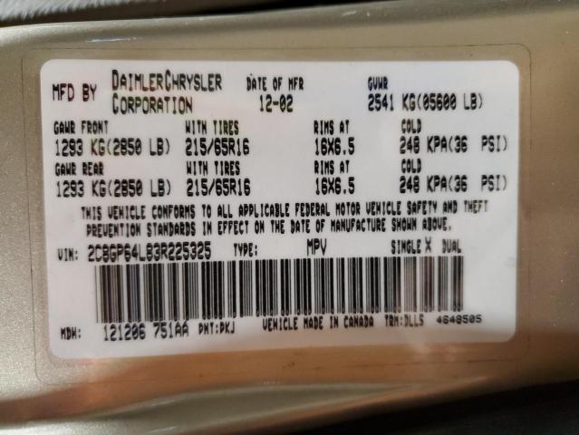 Photo 10 from auction – 2003 CHRYSLER TOWN & COU with VIN 2C8GP64L83R225325