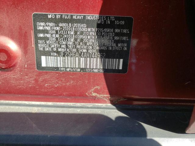Photo 10 from auction – 2010 SUBARU FORESTER 2 with VIN JF2SH6AC4AH744962