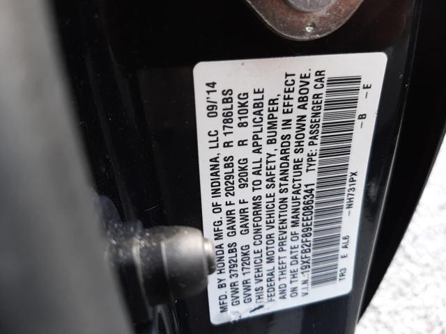 Photo 10 from auction – 2014 HONDA CIVIC EX with VIN 19XFB2F89EE086341