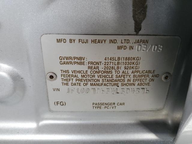 Photo 10 from auction – 2004 SUBARU IMPREZA WR with VIN JF1GD70654L504876