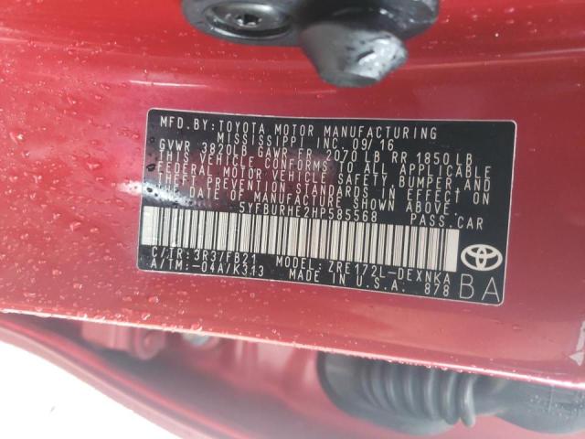 Photo 10 from auction – 2017 TOYOTA COROLLA L with VIN 5YFBURHE2HP585568