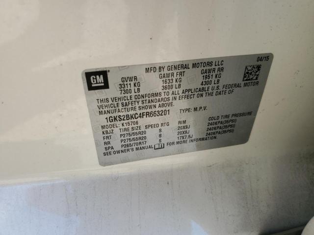 Photo 10 from auction – 2015 GMC YUKON SLT with VIN 1GKS2BKC4FR663201