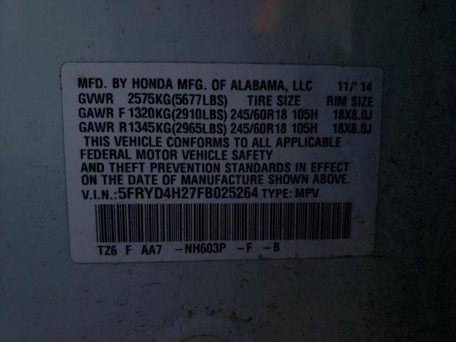 Photo 10 from auction – 2015 ACURA MDX with VIN 5FRYD4H27FB025264