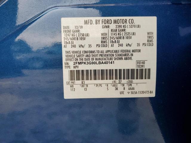 Photo 10 from auction – 2020 FORD EDGE SE with VIN 2FMPK3G90LBA40141
