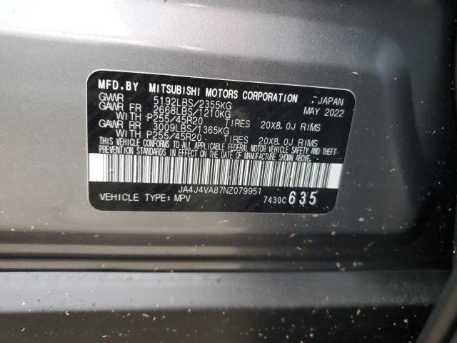 Photo 10 from auction – 2022 MITSUBISHI OUTLANDER with VIN JA4J4VA87NZ079951