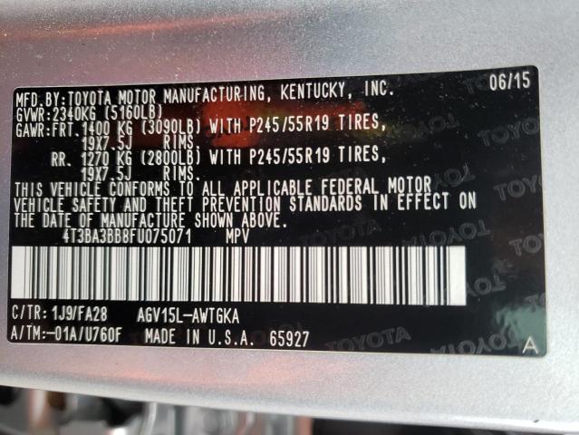 Photo 10 from auction – 2015 TOYOTA VENZA LE with VIN 4T3BA3BB8FU075071