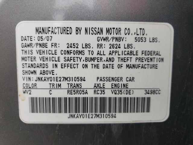 Photo 10 from auction – 2007 INFINITI M35 BASE with VIN JNKAY01E27M310594