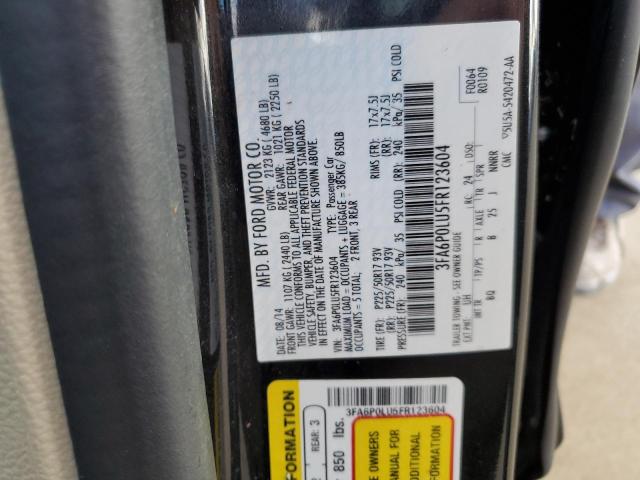 Photo 10 from auction – 2015 FORD FUSION SE with VIN 3FA6P0LU5FR123604