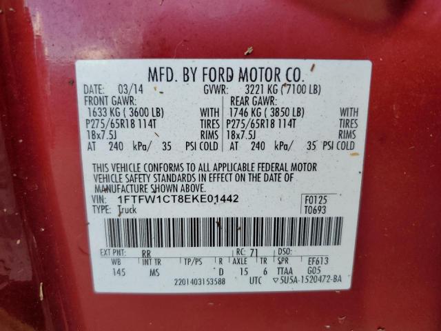 Photo 10 from auction – 2014 FORD F150 SUPER with VIN 1FTFW1CT8EKE01442