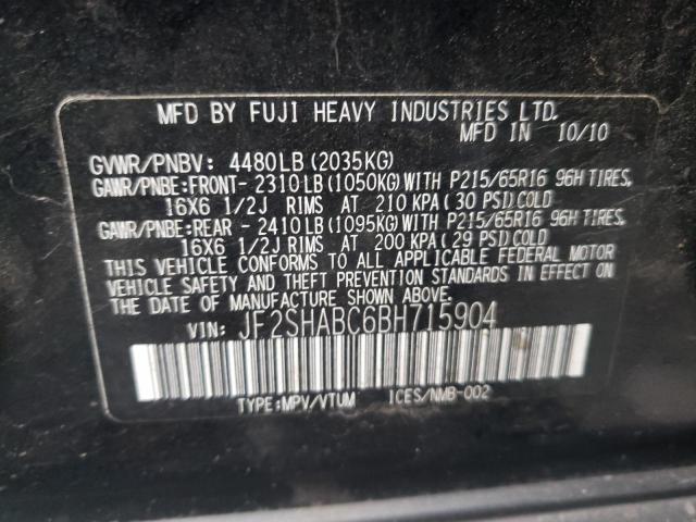 Photo 10 from auction – 2011 SUBARU FORESTER 2 with VIN JF2SHABC6BH715904