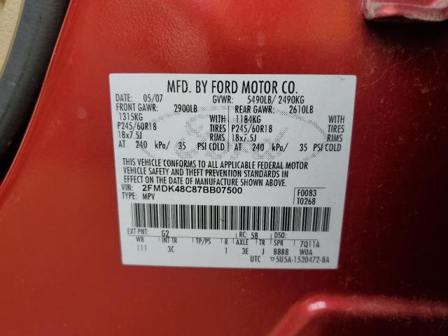 Photo 10 from auction – 2007 FORD EDGE SEL with VIN 2FMDK48C87BB07500