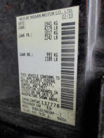 Photo 10 from auction – 2010 NISSAN ALTIMA BAS with VIN 1N4AL2AP1AC137778
