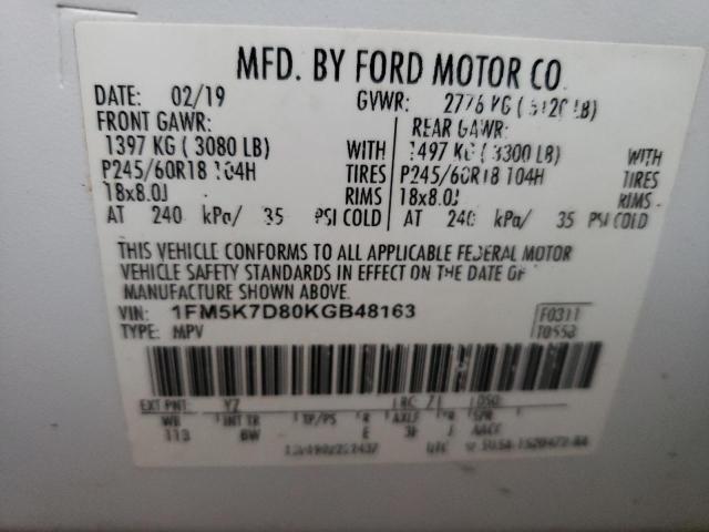 Photo 10 from auction – 2019 FORD EXPLORER X with VIN 1FM5K7D80KGB48163