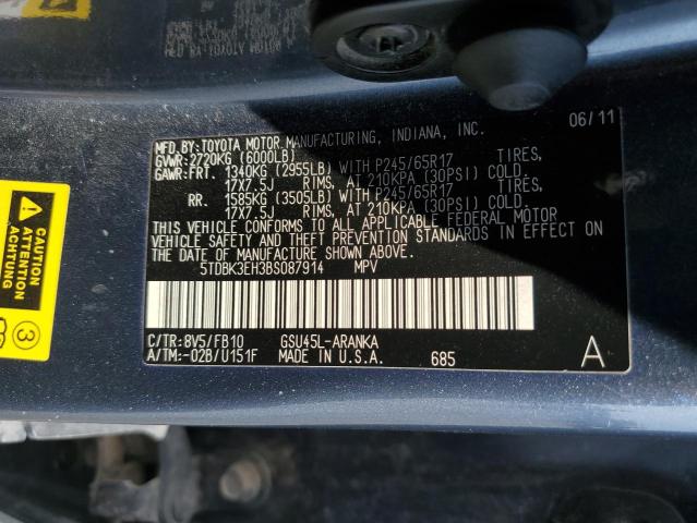 Photo 10 from auction – 2011 TOYOTA HIGHLANDER with VIN 5TDBK3EH3BS087914