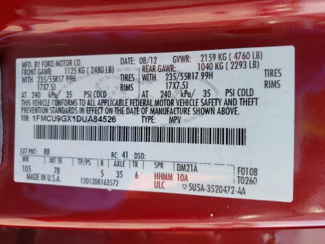 Photo 10 from auction – 2013 FORD ESCAPE SE with VIN 1FMCU9GX1DUA84526