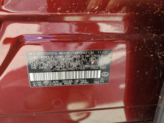 Photo 10 from auction – 2008 LEXUS ES 350 with VIN JTHBJ46G982197900