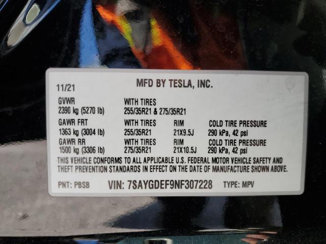Photo 10 from auction – 2022 TESLA MODEL Y with VIN 7SAYGDEF9NF307228