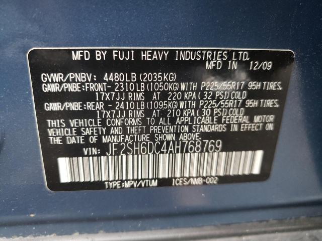Photo 10 from auction – 2010 SUBARU FORESTER 2 with VIN JF2SH6DC4AH768769