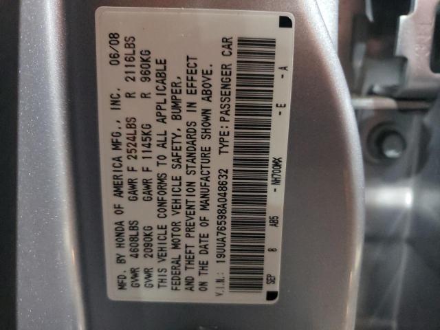 Photo 10 from auction – 2008 ACURA TL TYPE S with VIN 19UUA76598A048632