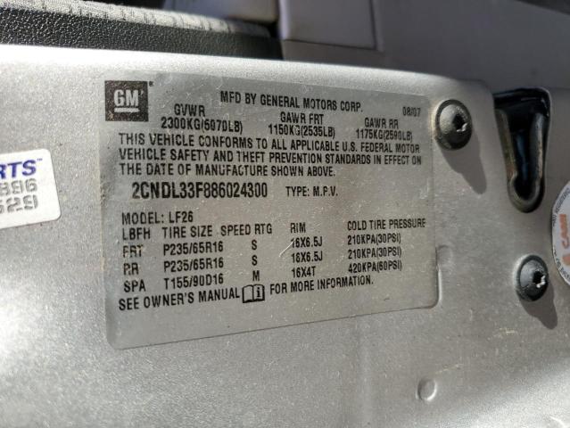 Photo 10 from auction – 2008 CHEVROLET EQUINOX LT with VIN 2CNDL33F886024300
